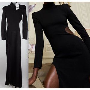 New ZARA Woman XS long dress gown cut out slit Special Edition $169 2021